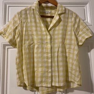 Madewell Cotton-Linen Boxy Camp Shirt in Gingham Check size S